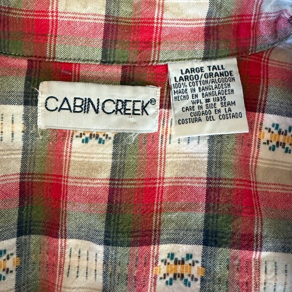 Vintage Cabin Creek Plaid Women's Button Up Top Long Sleeve Cotton Size Large - Picture 5 of 5